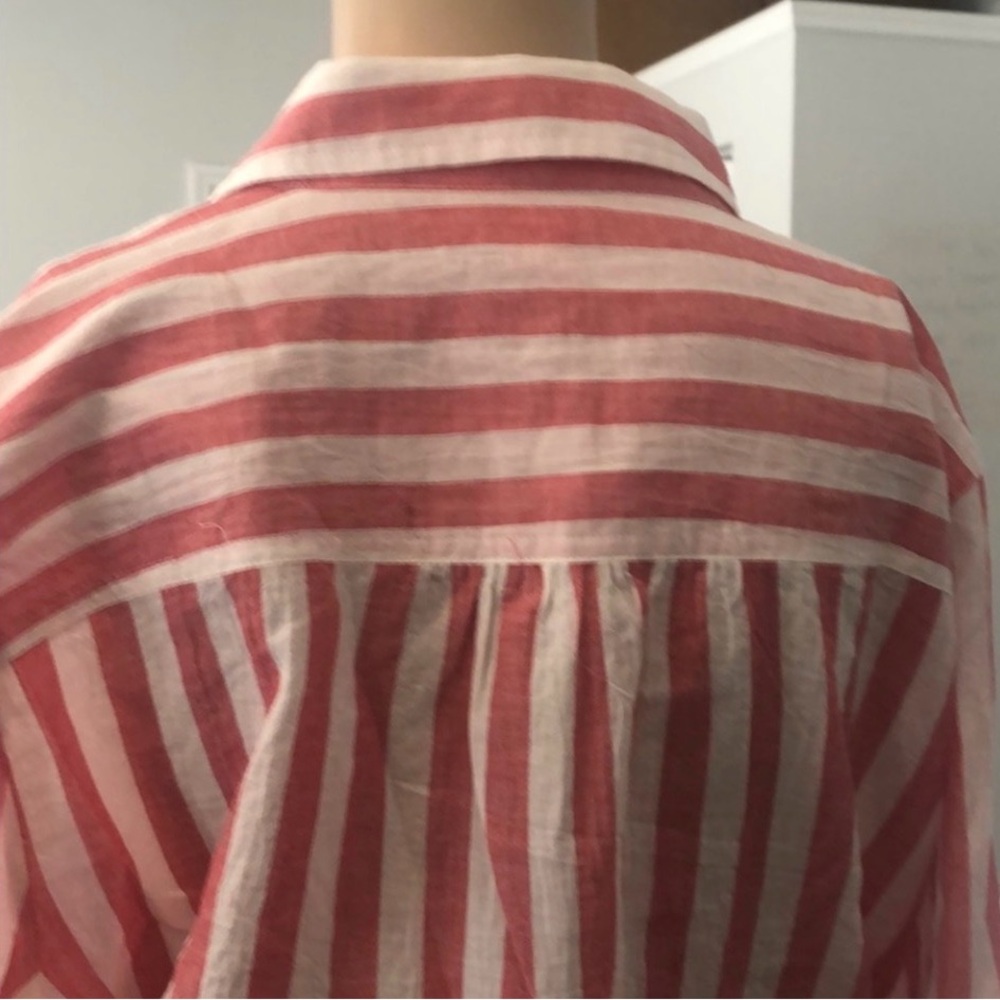 J. Crew Red and White Striped Button-Down Shirt - Picture 4 of 6